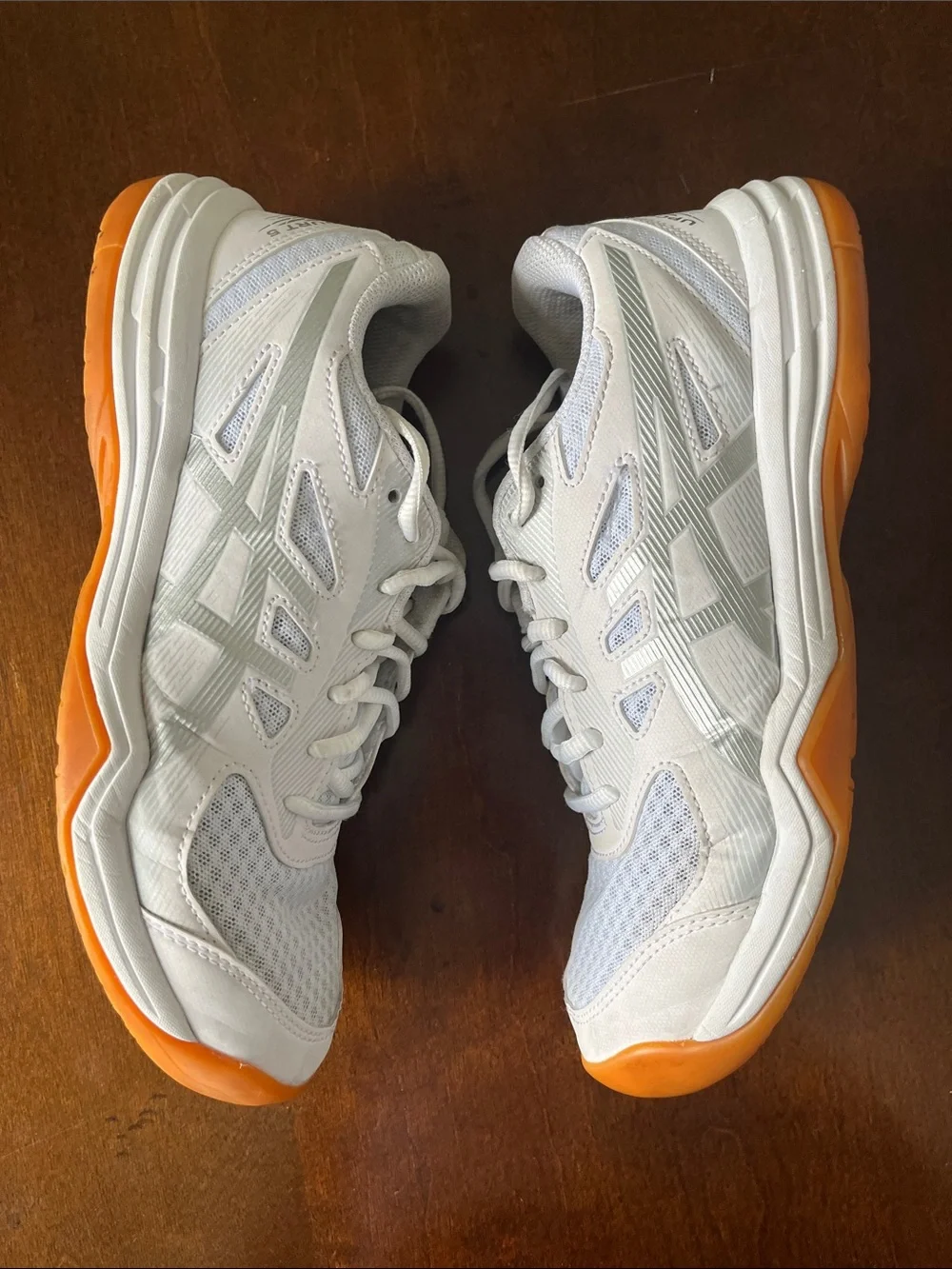 ASICS Women's White Athletic Shoes with Orange Outsole